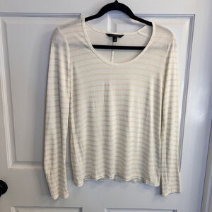 Women's Banana Republic Top XS Cream Gold Striped
